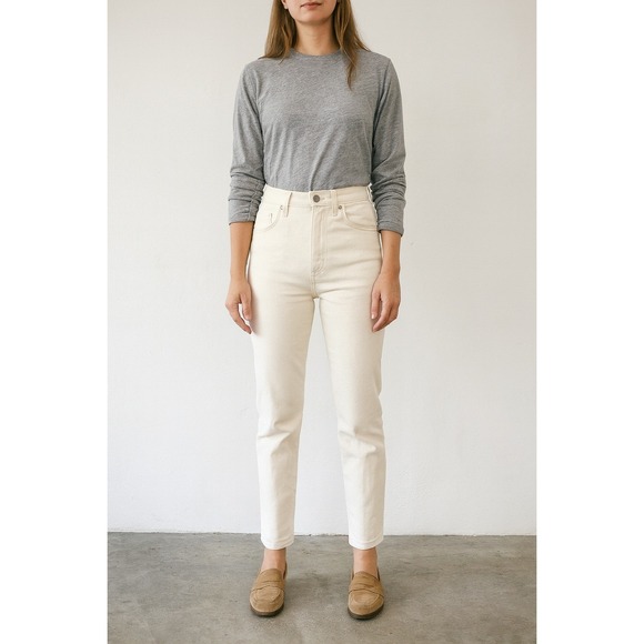 Everlane Denim - Everlane The Original Cheeky‎ Jean Womens 26 Regular Organic Cotton Ecru Beige